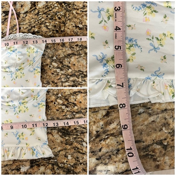 Sexy Floral Ribbon Strap Crop Top Lace Hippie Flower Ruffles Coquette  Cami S - Picture 6 of 12